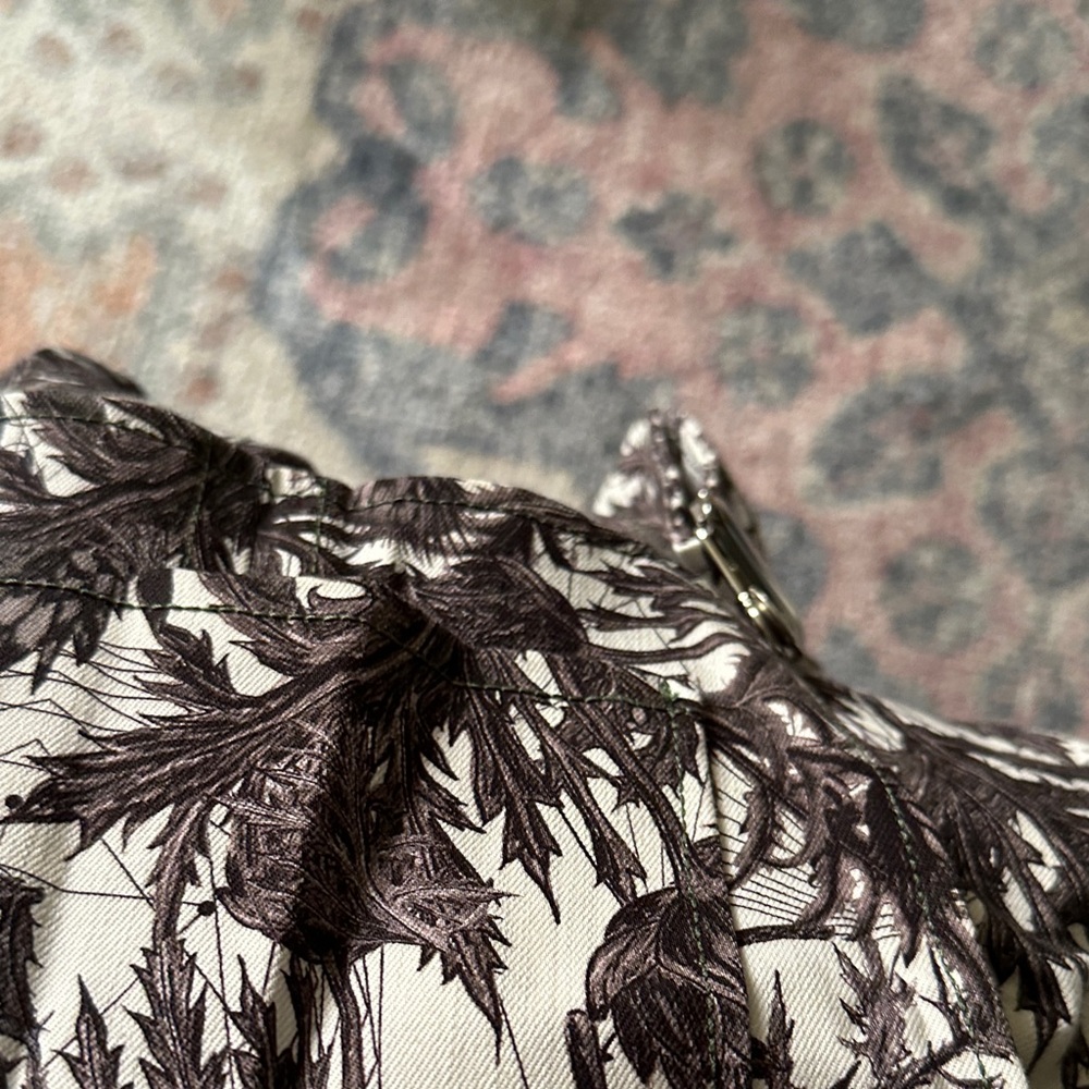 Black and White Gothic Floral Print Overalls - Picture 9 of 10